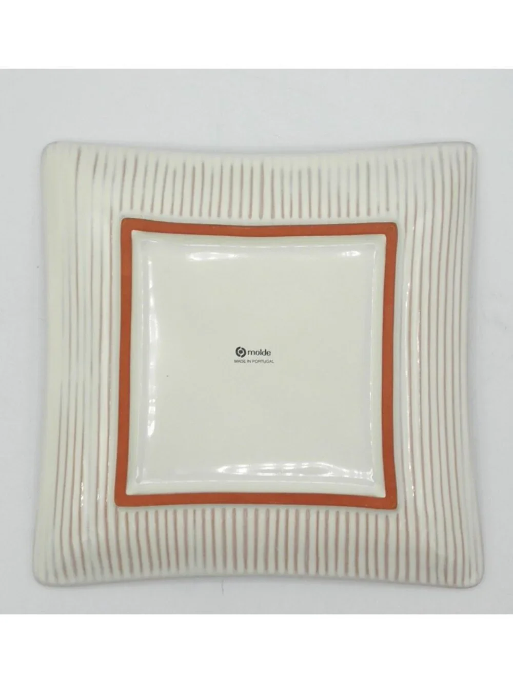 Molde Portugal Beige Ribbed Square Salad Dessert Plates Set of 4 Texture Redware